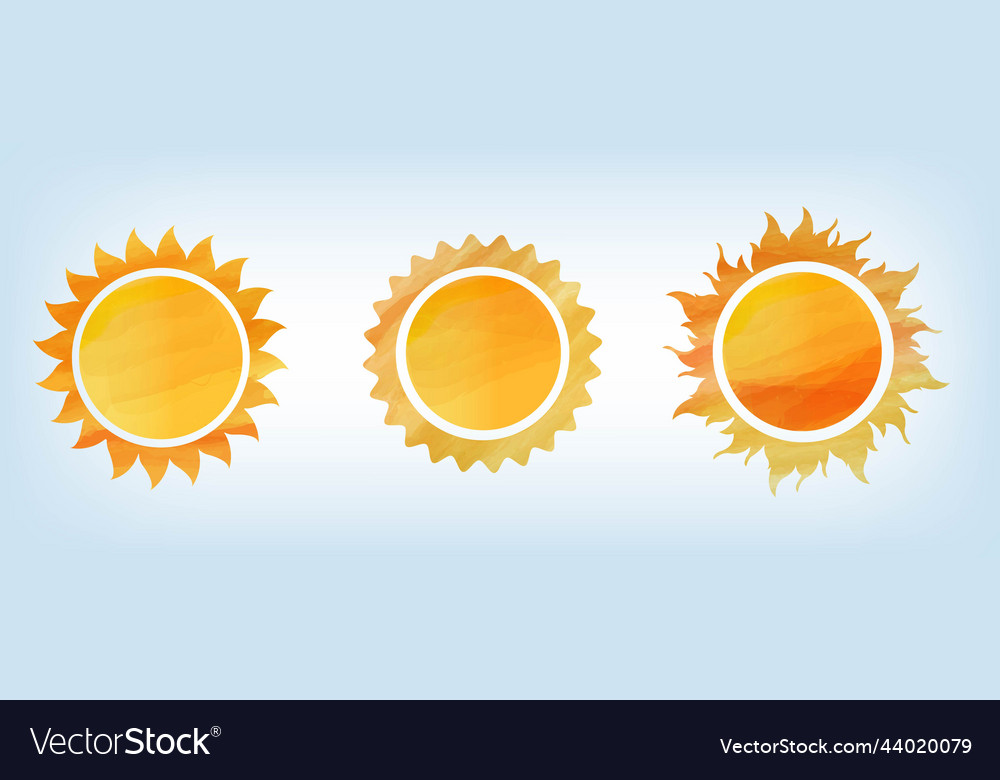 Yellow sun isolated blue background Royalty Free Vector