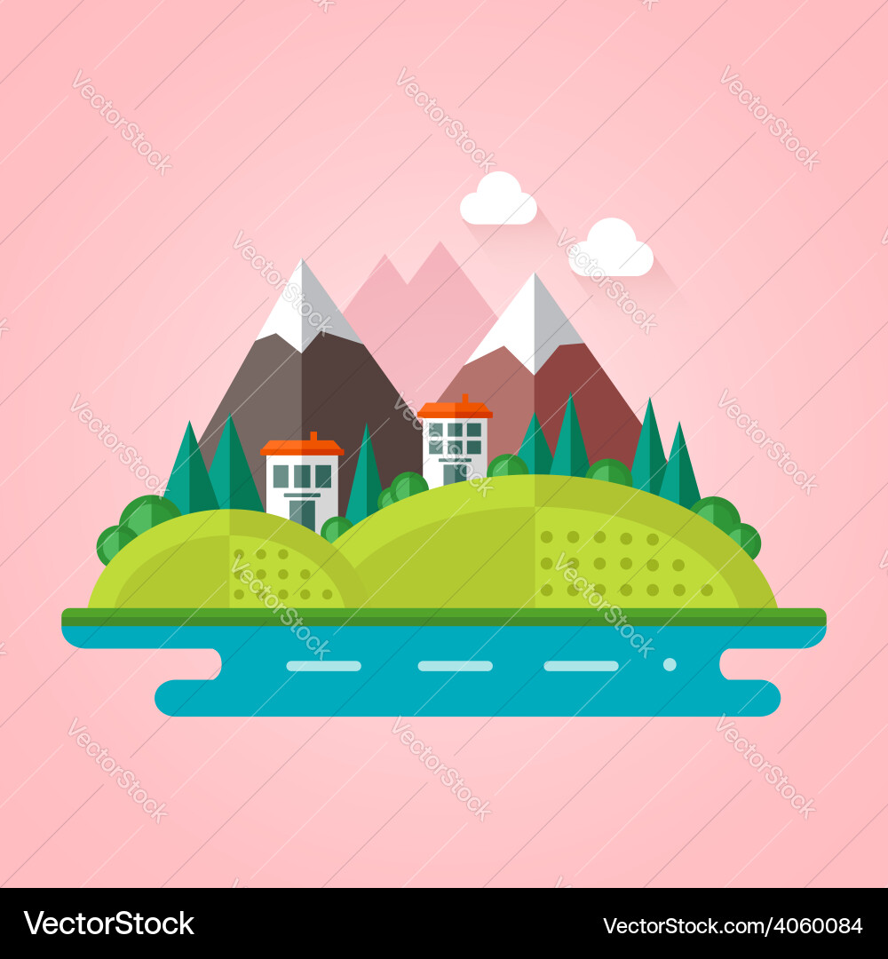 Landscape flat icon Royalty Free Vector Image - VectorStock