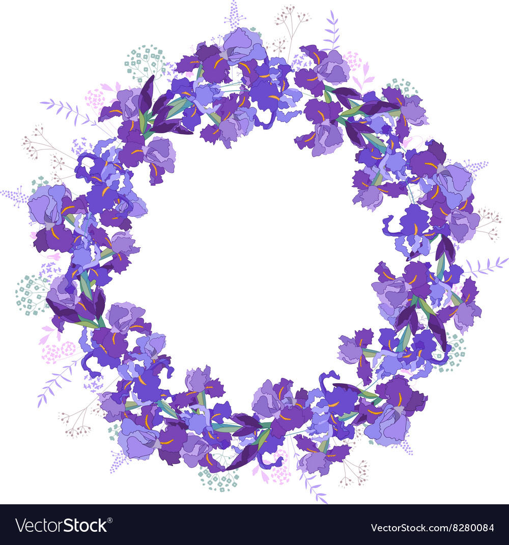 Round frame with contour dandelions and herbs on Vector Image