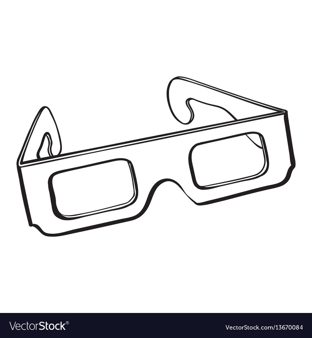 Stereoscopic 3d glasses in black plastic frame Vector Image