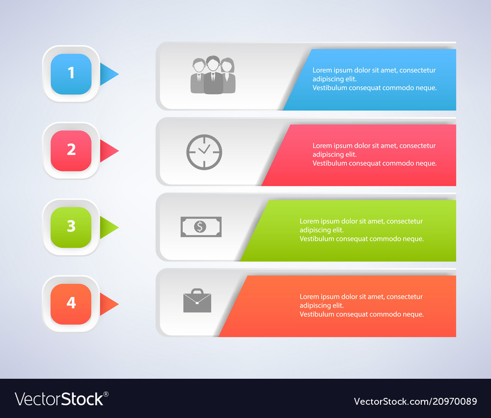 Abstract Steps Banner With Numbers Varied Logos Vector Image
