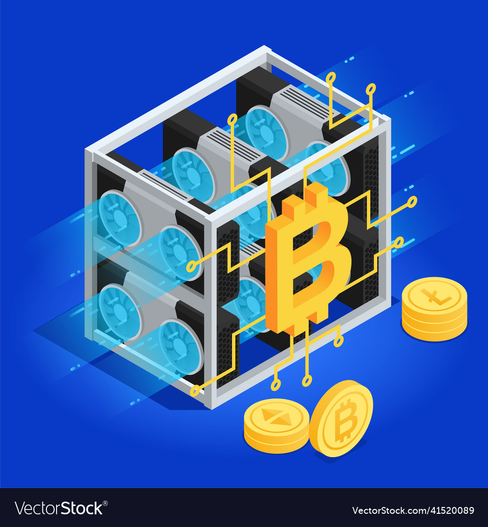 Cryptocurrency isometric concept Royalty Free Vector Image