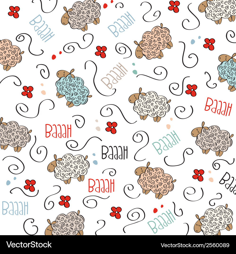 Cute seamless pattern with sheeps Royalty Free Vector Image