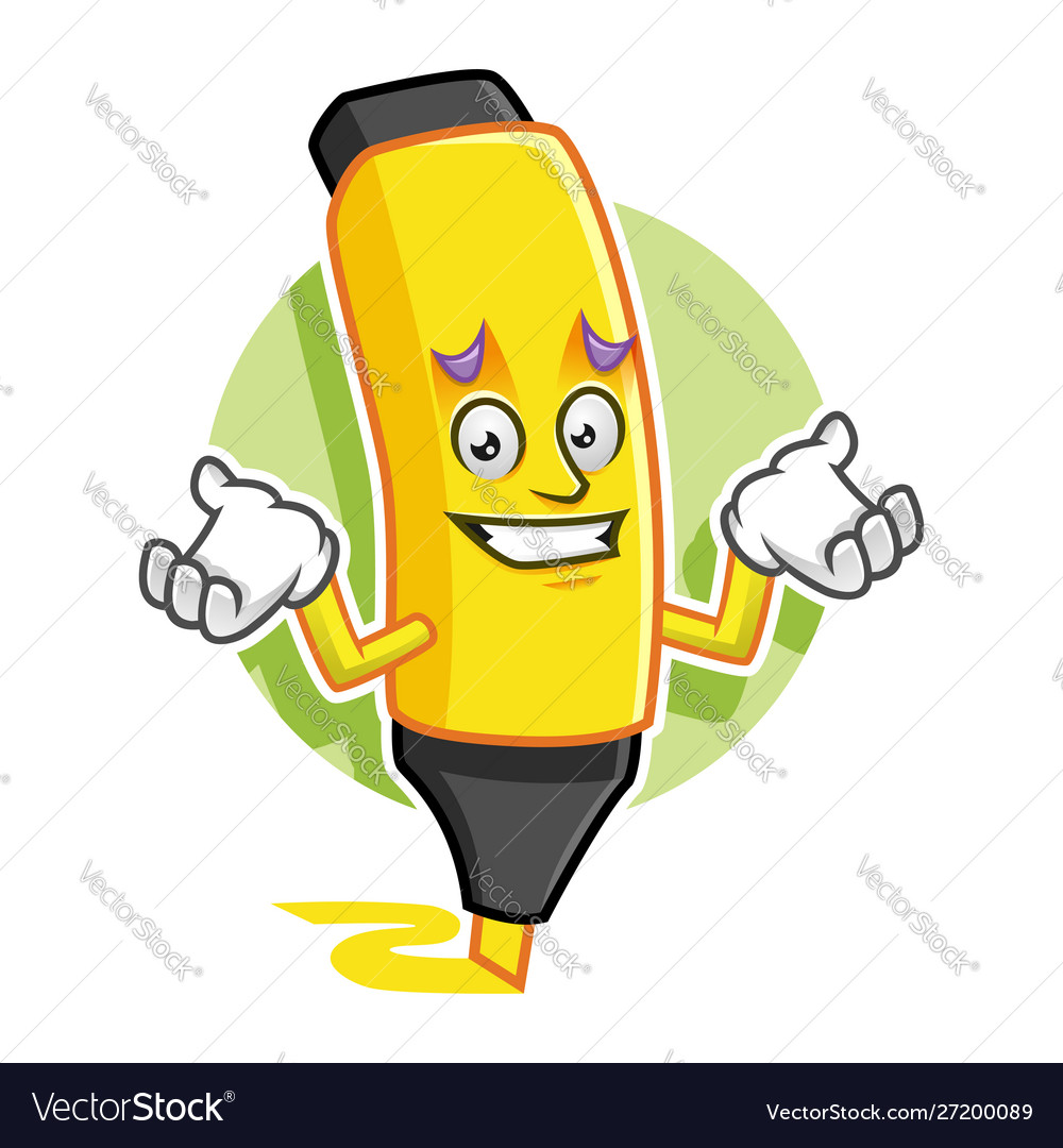 Feeling sorry highlighter mascot highlighter Vector Image