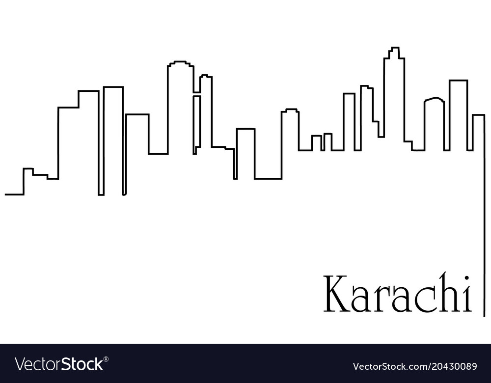 Karachi city one line drawing Royalty Free Vector Image