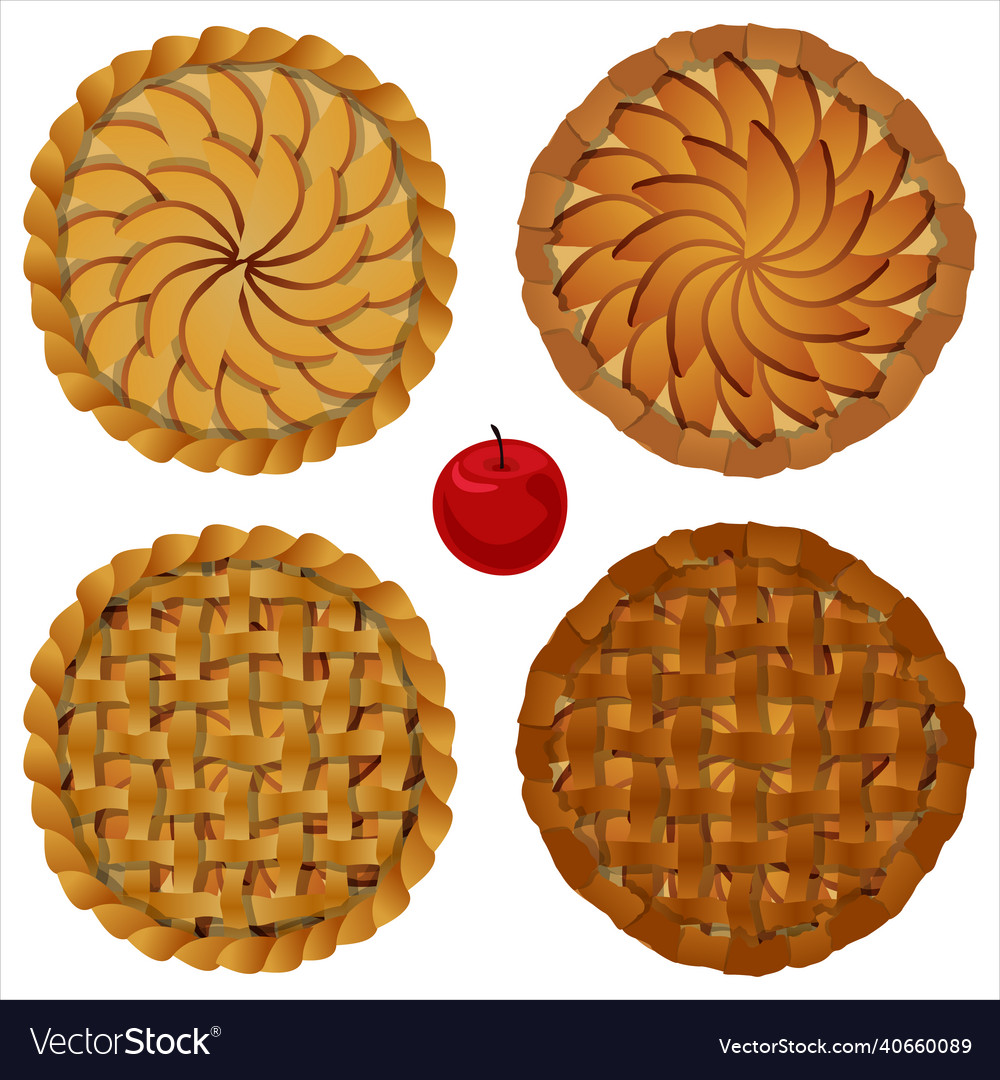 Set of top view apple pies Royalty Free Vector Image