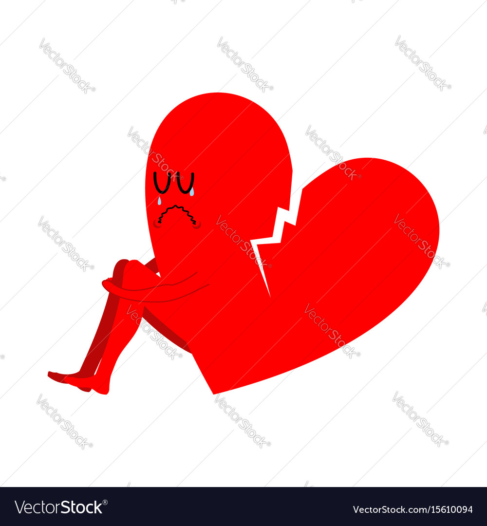 Broken Heart Symbol Of Unrequited Love Sad Sign Vector Image