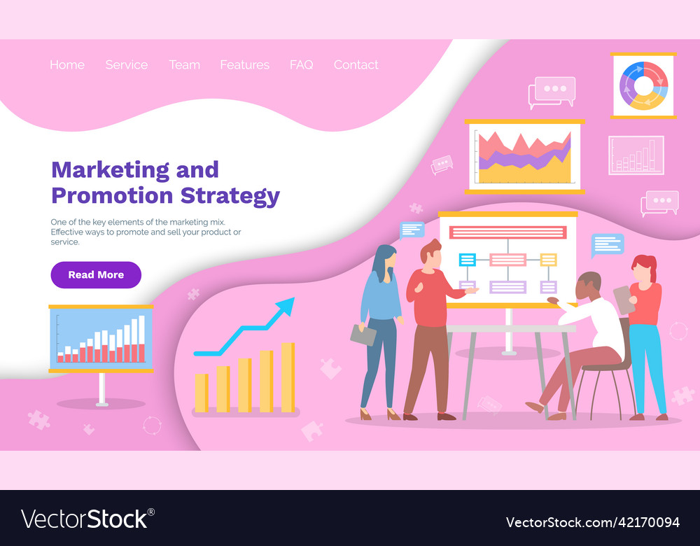 Marketing and promotion strategy landing page Vector Image