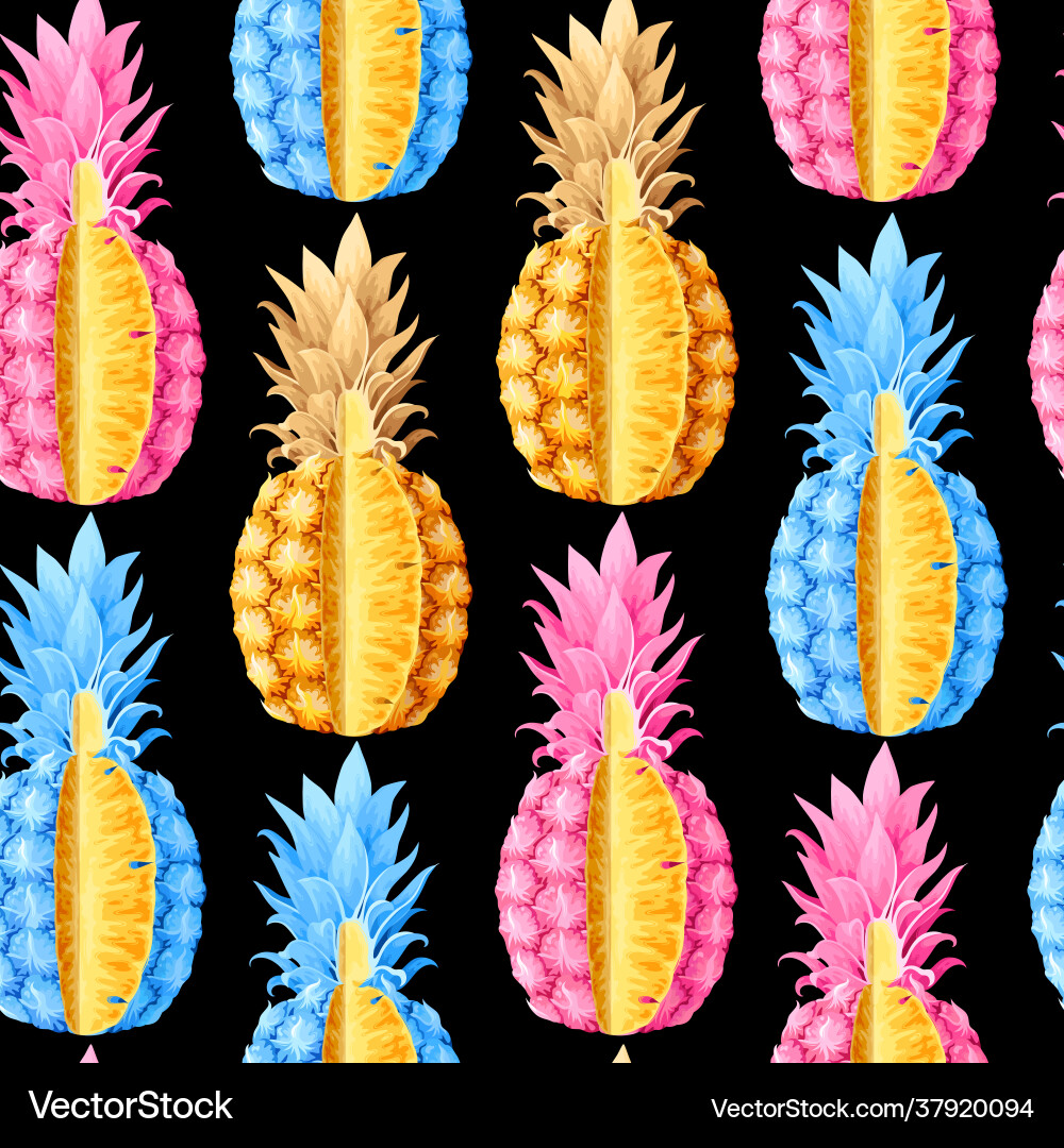 Seamless pattern with high detailed ananas Vector Image