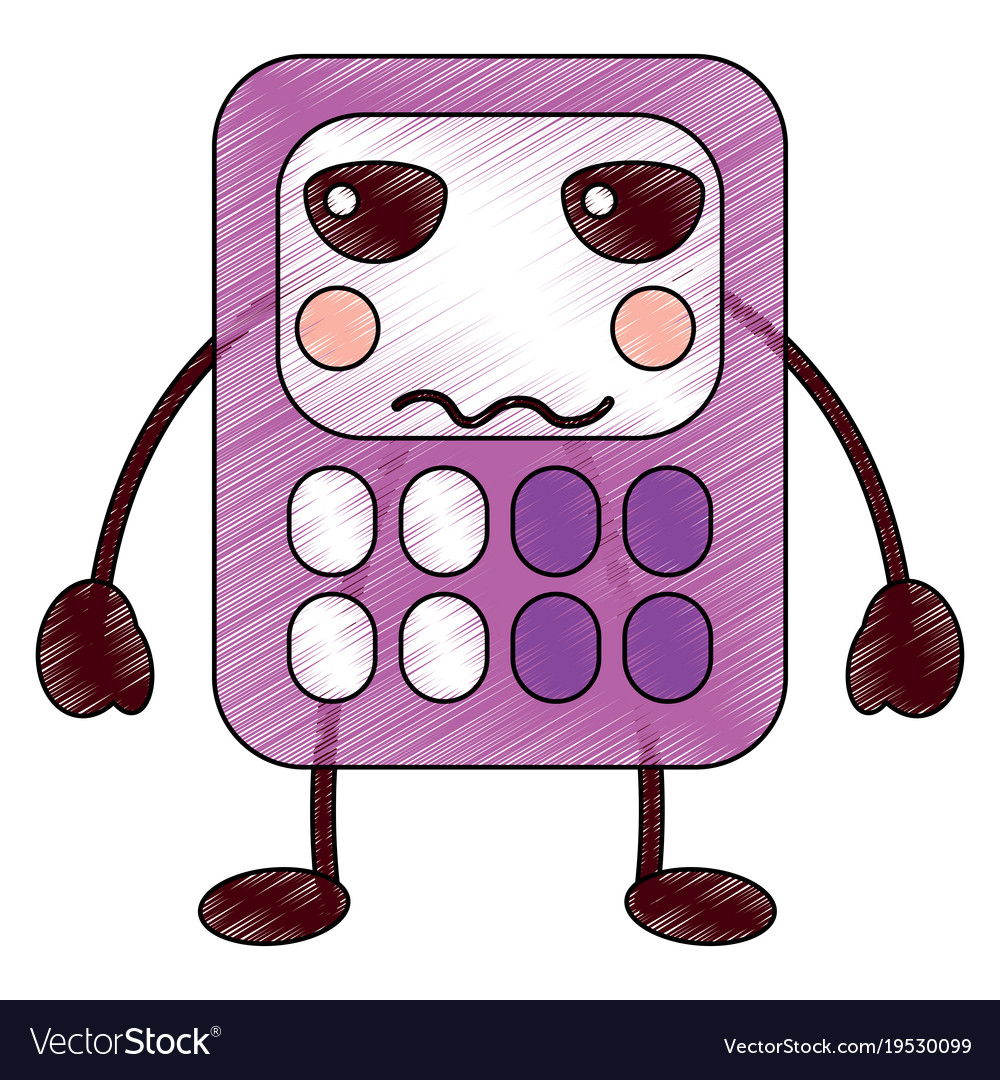 Angry Calculator School Supplies Kawaii Icon Image