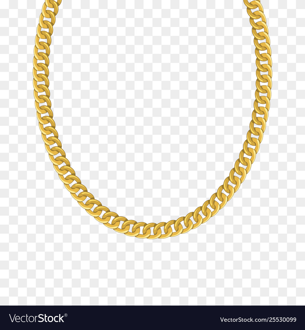Gold chain isolated necklace Royalty Free Vector Image