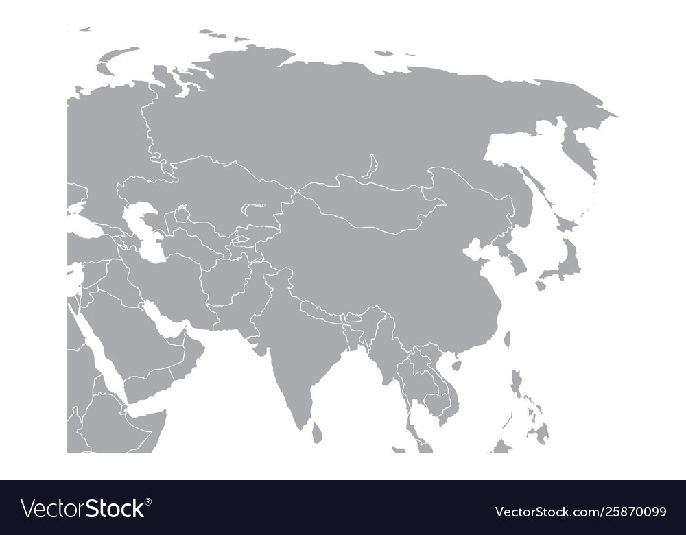 Gray asia map Royalty Free Vector Image - VectorStock