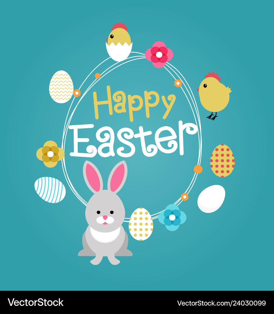 Greeting card with easter rabbit Royalty Free Vector Image