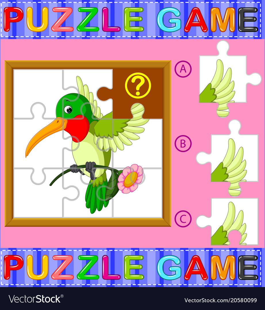 Jigsaw puzzle education game Royalty Free Vector Image