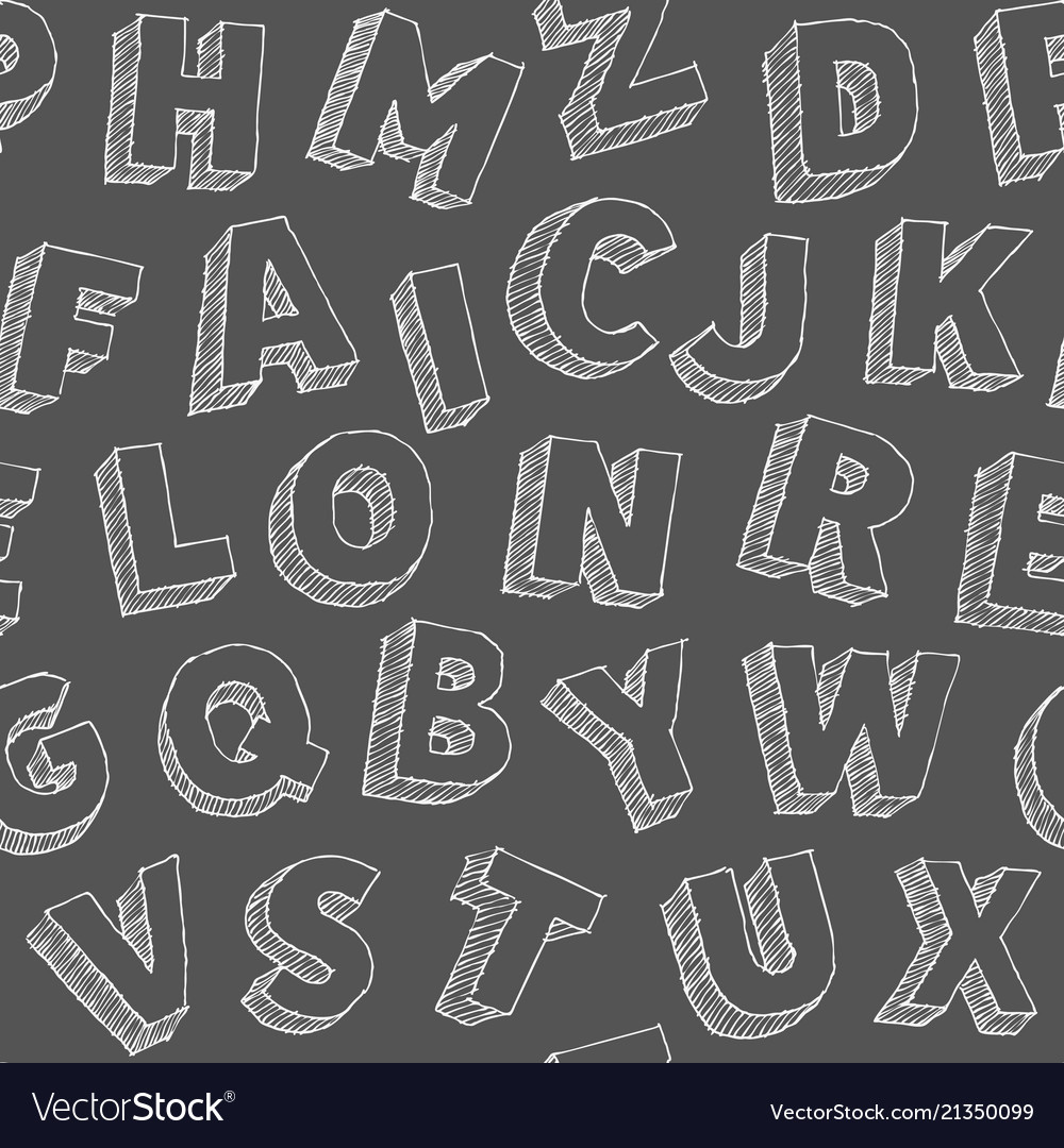 Seamless typography pattern with hand drawn Vector Image