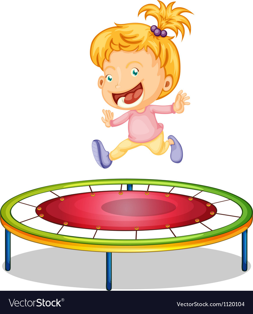 A girl playing trampoline Royalty Free Vector Image