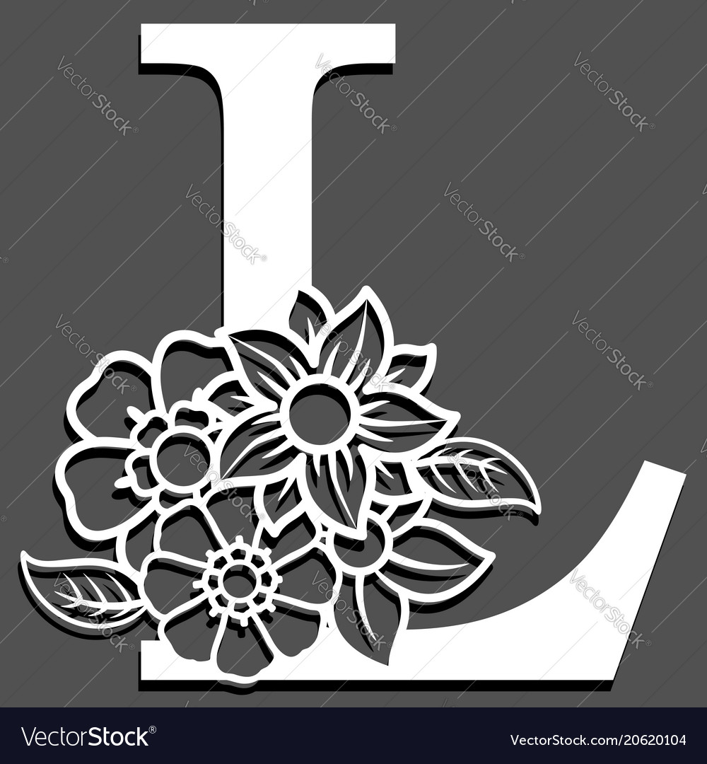 Letter silhouette with flowers l Royalty Free Vector Image