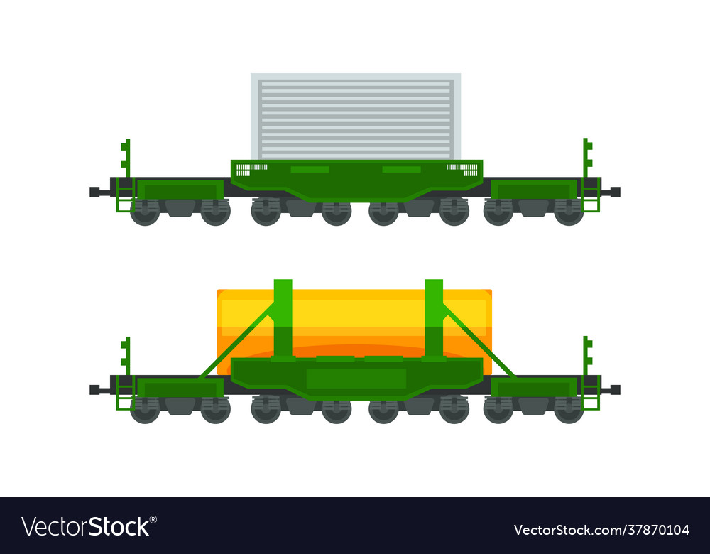 Side view freight train wagons set railway