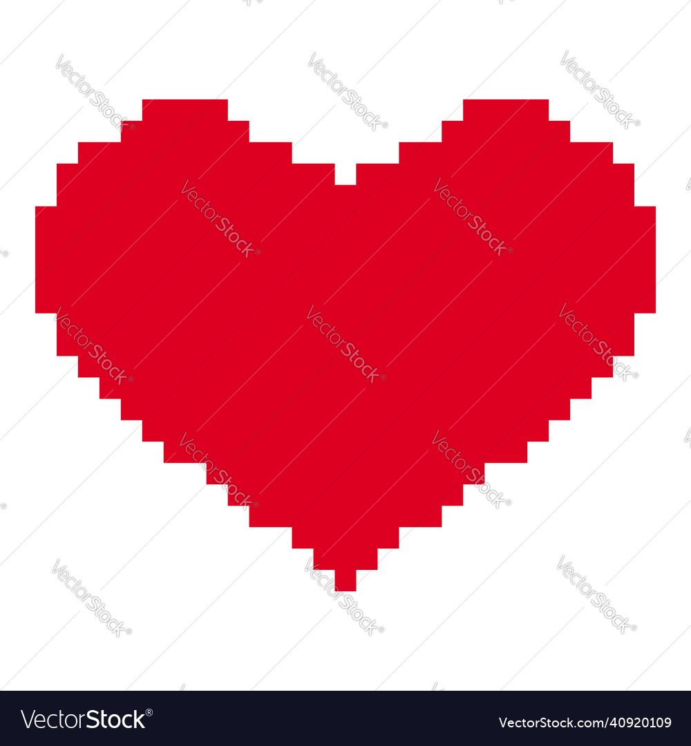 Red heart in pixel art style 8 bit icon Royalty Free Vector