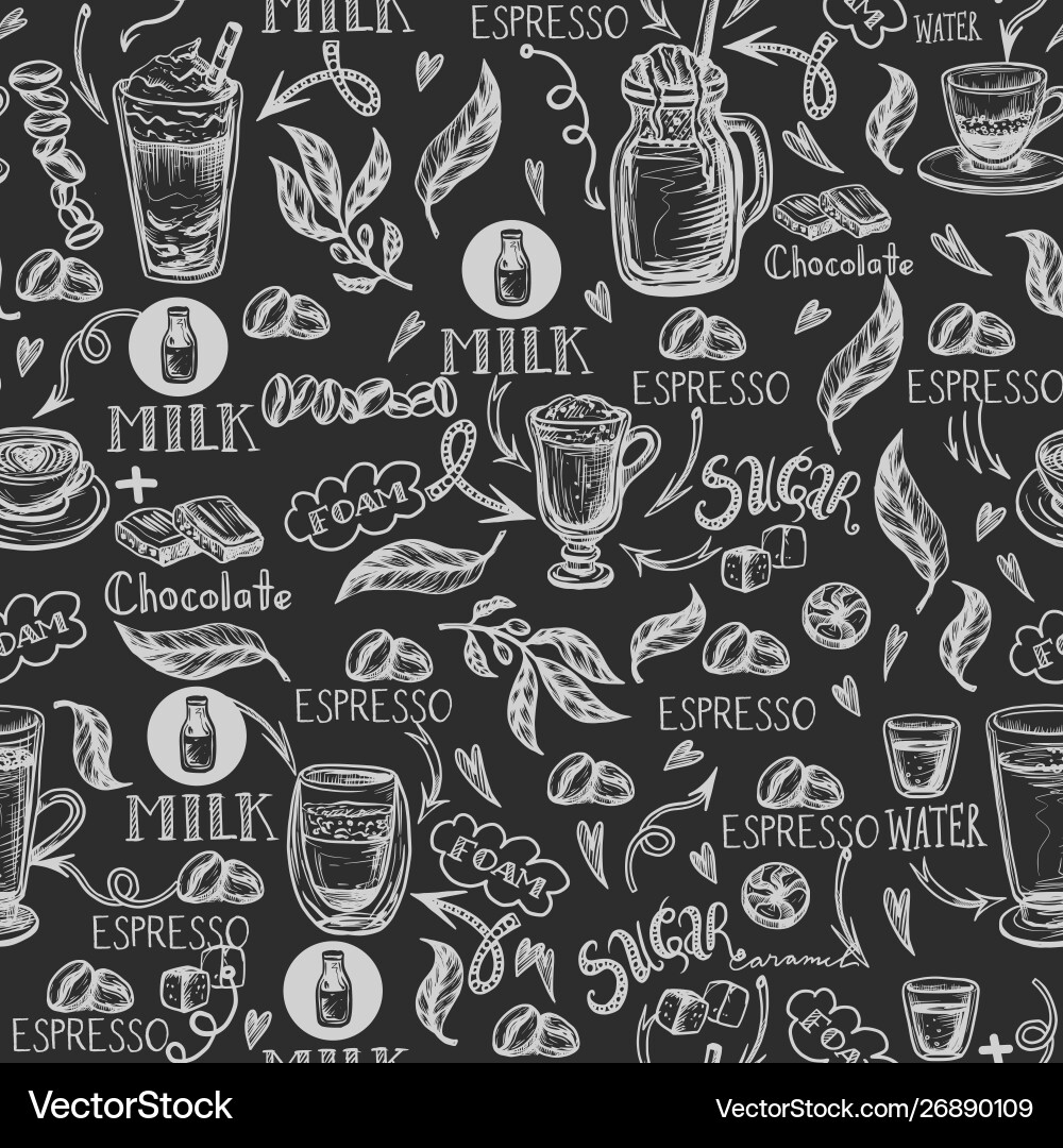 Seamless pattern with coffee cups Royalty Free Vector Image