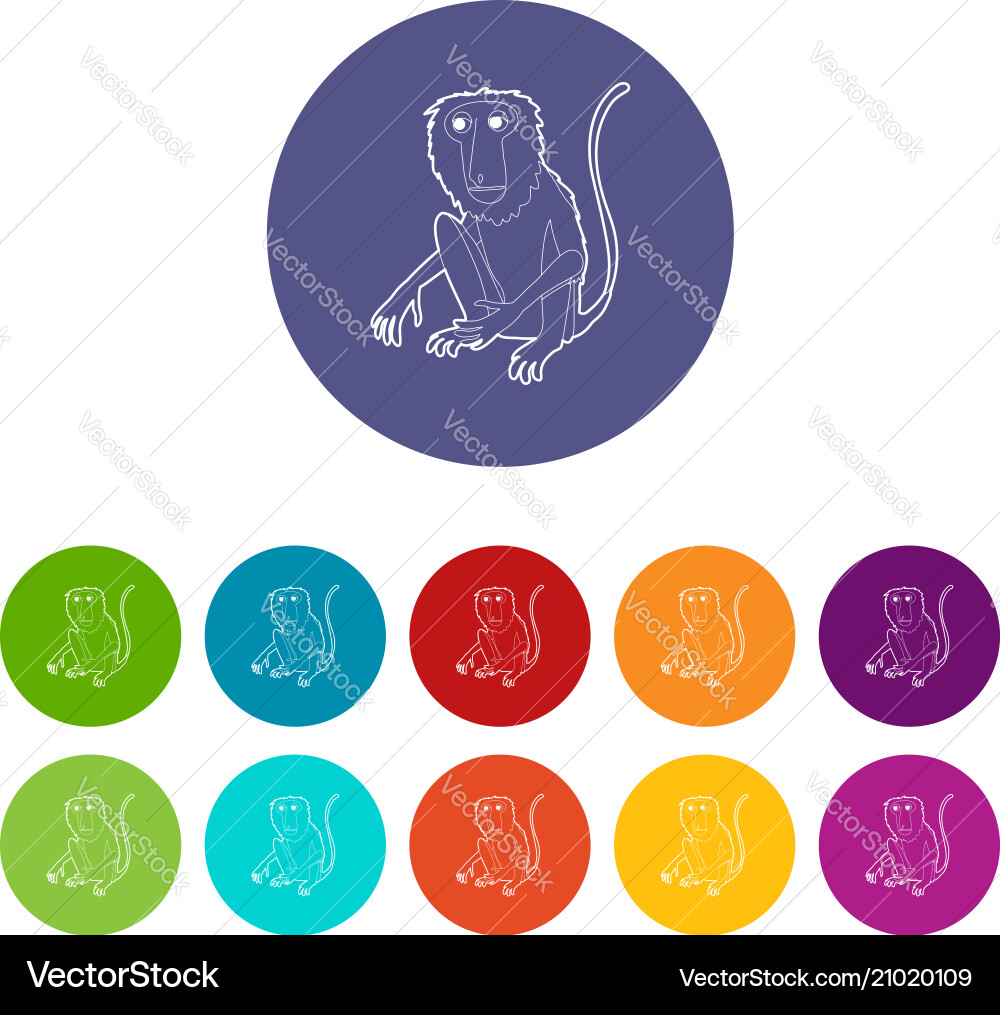 Sitting monkey icons set color Royalty Free Vector Image