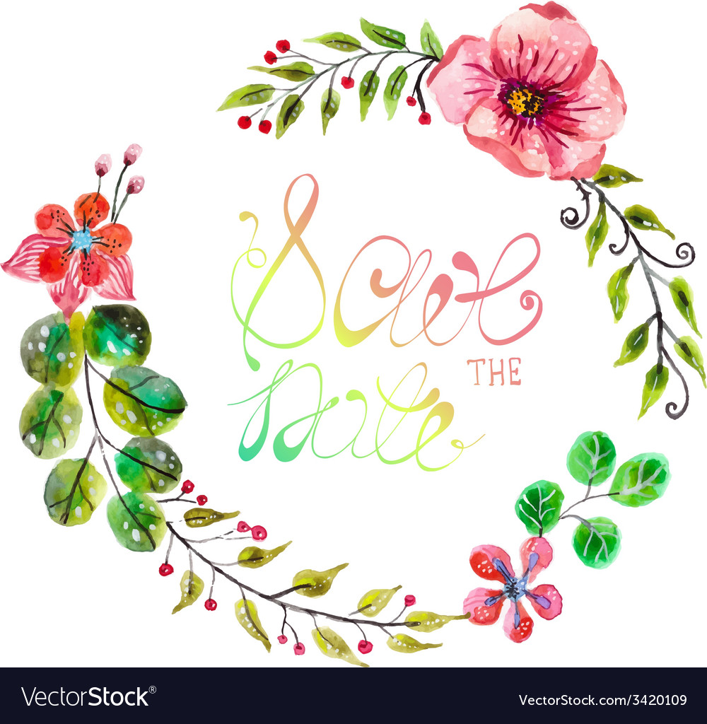 Download Watercolor floral frame for wedding invitation Vector Image