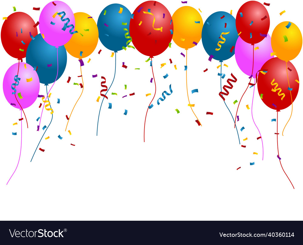 Balloon confetti celebration with white Royalty Free Vector