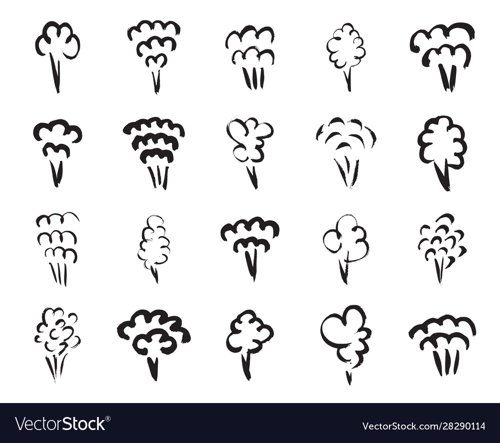 Black hand painted steam symbols vector image Black hand painted steam symbols