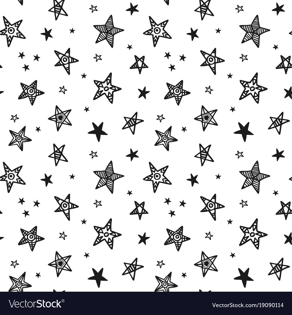 Seamless pattern with hand drawn stars Royalty Free Vector