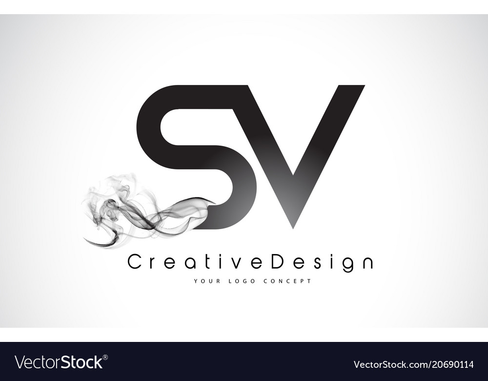 Sv Letter Logo Design With Black Smoke Royalty Free Vector