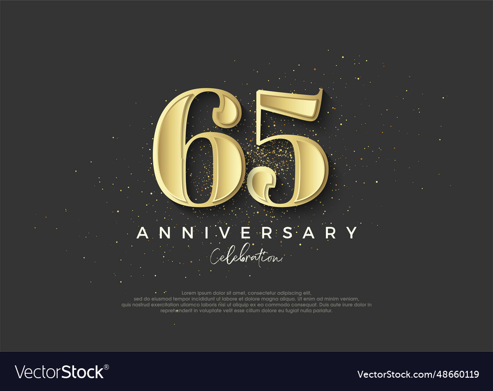 65th anniversary golden premium design Royalty Free Vector