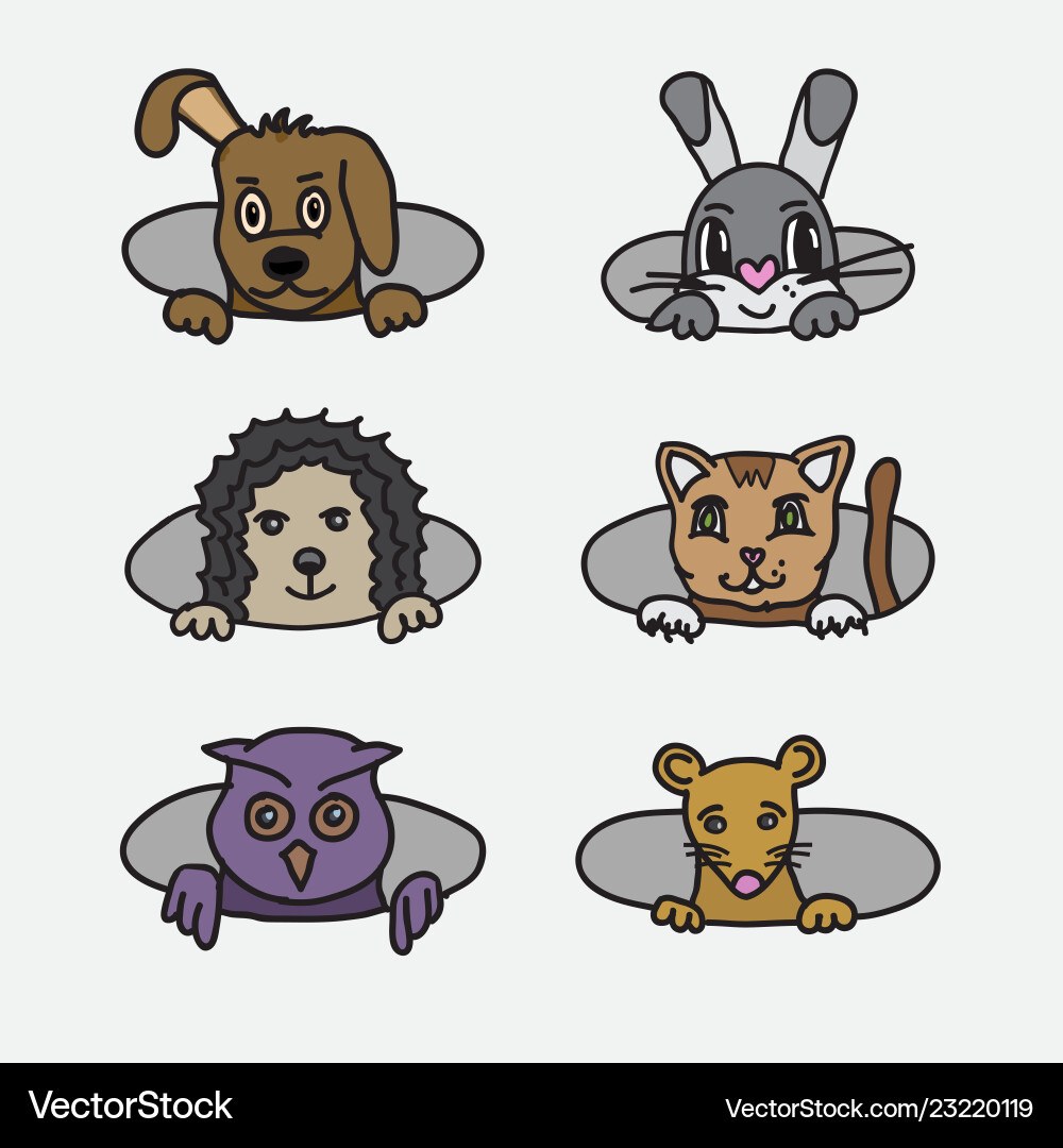 Doodle animals Royalty Free Vector Image - VectorStock