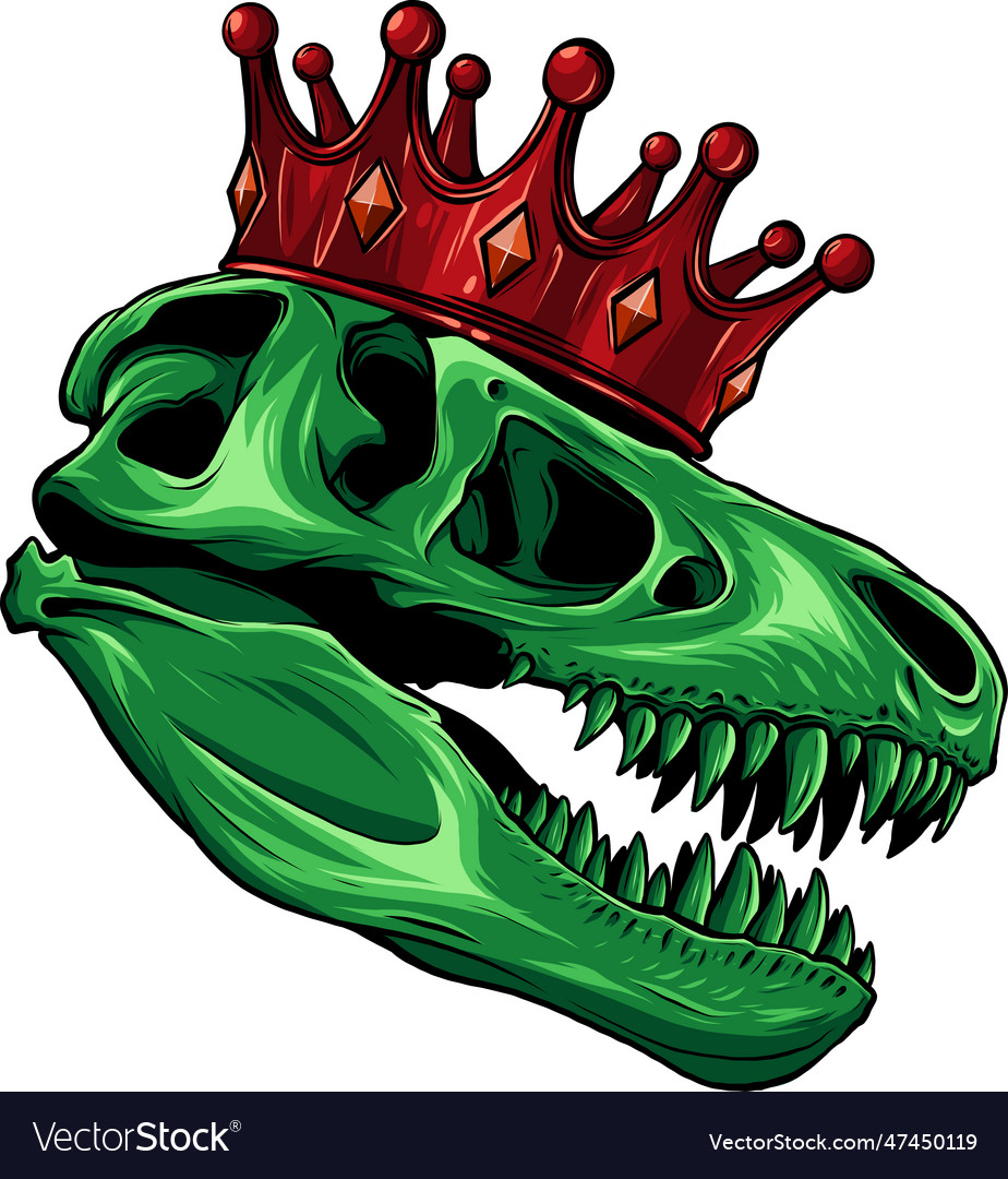 Skull of tyrannosaurus rex with crown Royalty Free Vector