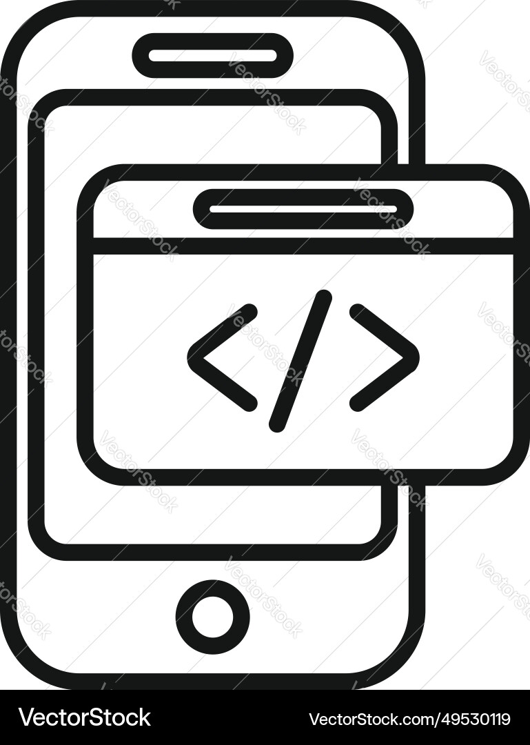 Smartphone code developer icon outline Royalty Free Vector