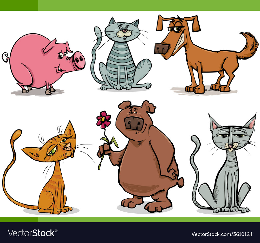Animals sketch cartoon set Royalty Free Vector Image Animals sketch cartoon set Royalty Free Vector Image