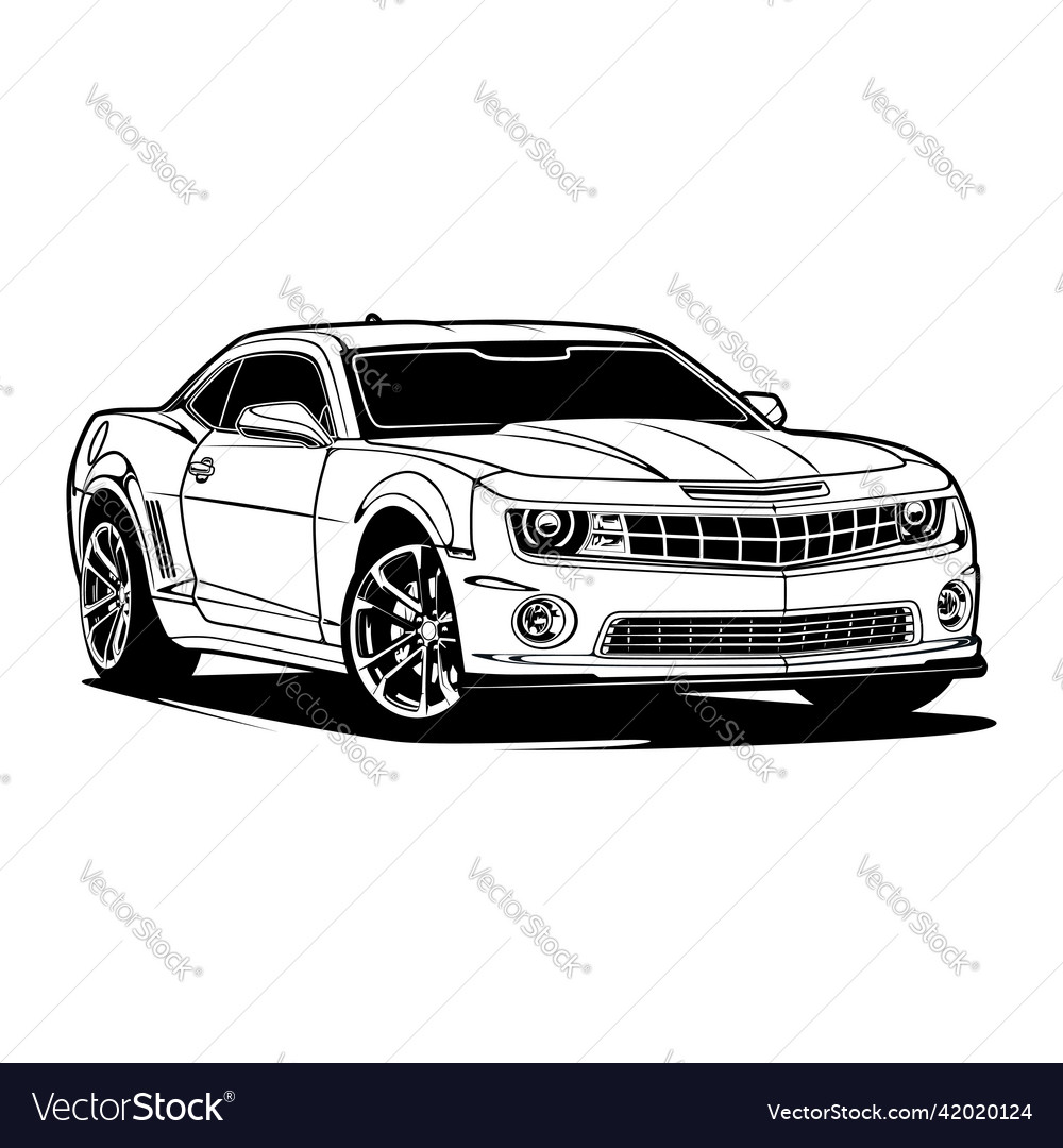 Black and white car Royalty Free Vector Image - VectorStock