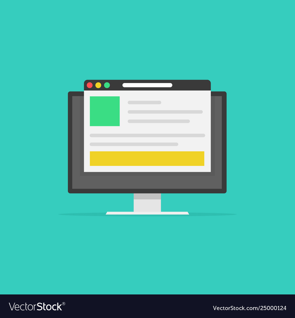 Computer With Browser Window Screen Background Vector Image computer-with-browser-window-screen-background-vector-image