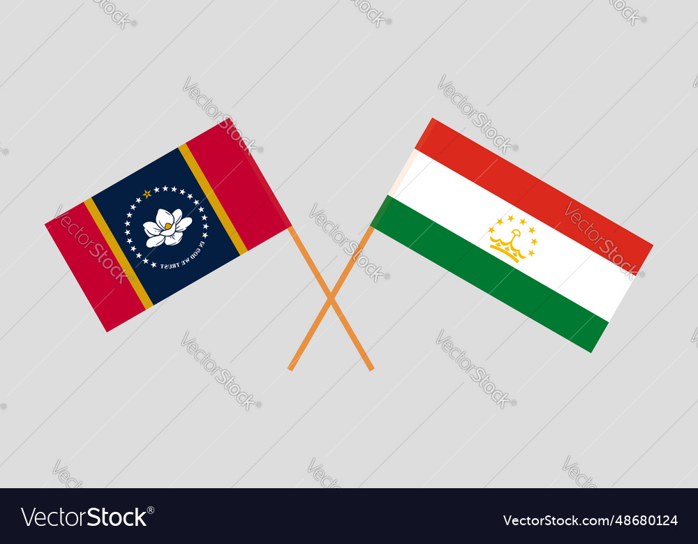 Crossed flags of the state of mississippi and Vector Image