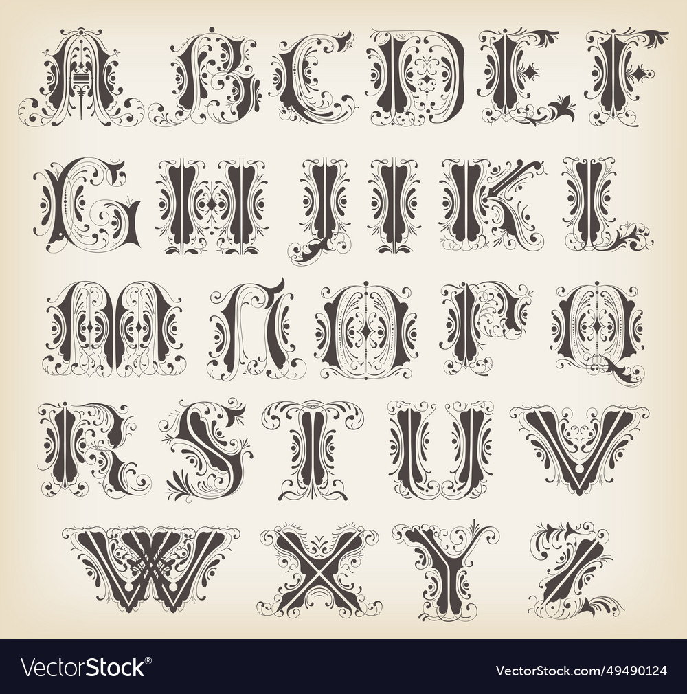 Decor old alphabet Royalty Free Vector Image - VectorStock