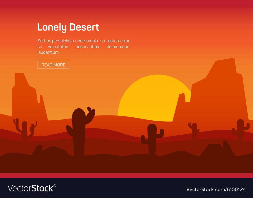 Horizontal Banner With Lonely Desert Royalty Free Vector