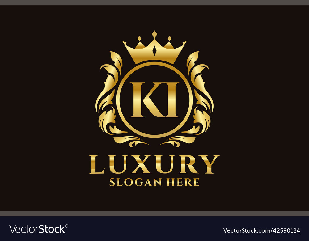 Initial ki letter royal luxury logo template Vector Image