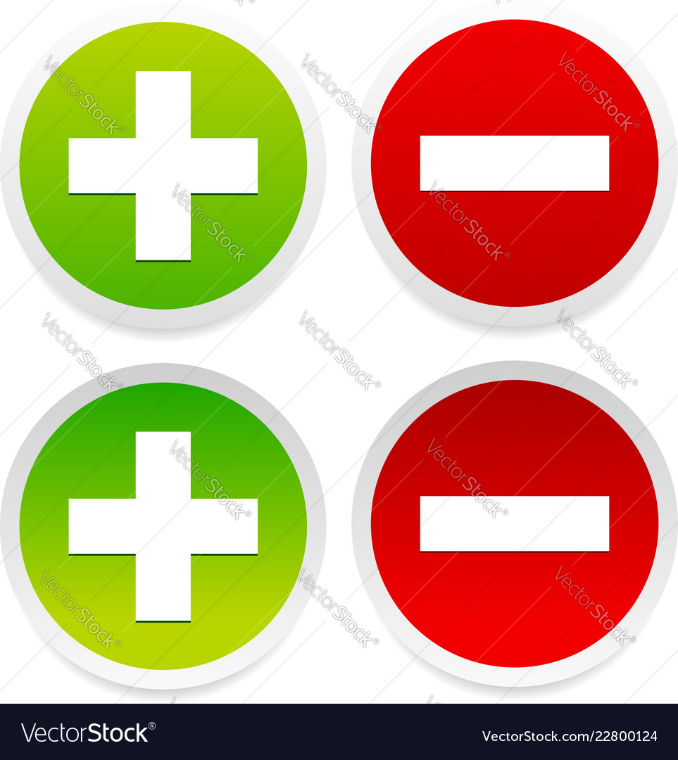 Plus minus buttons with rollover or pressed Vector Image