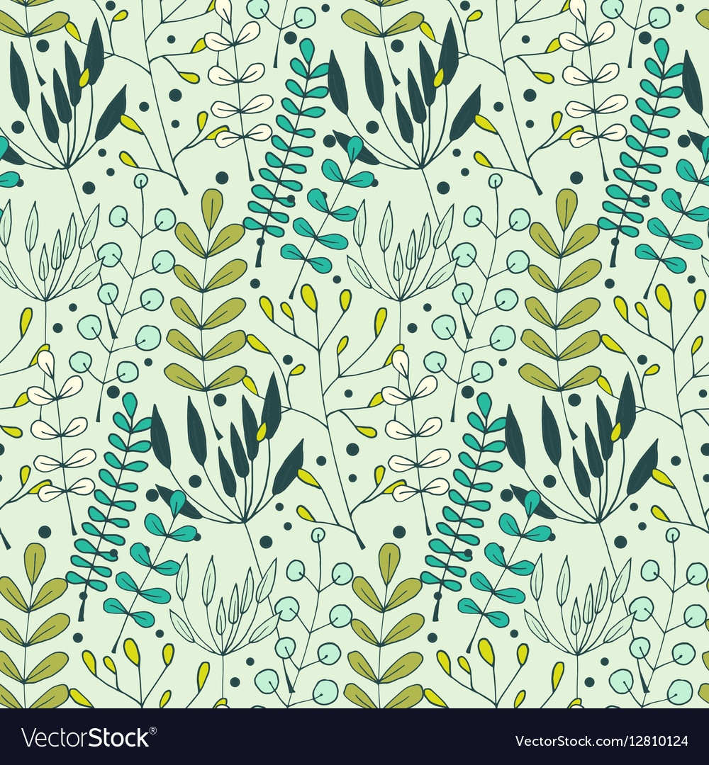 Seamless background with hand-drawn herbs Vector Image