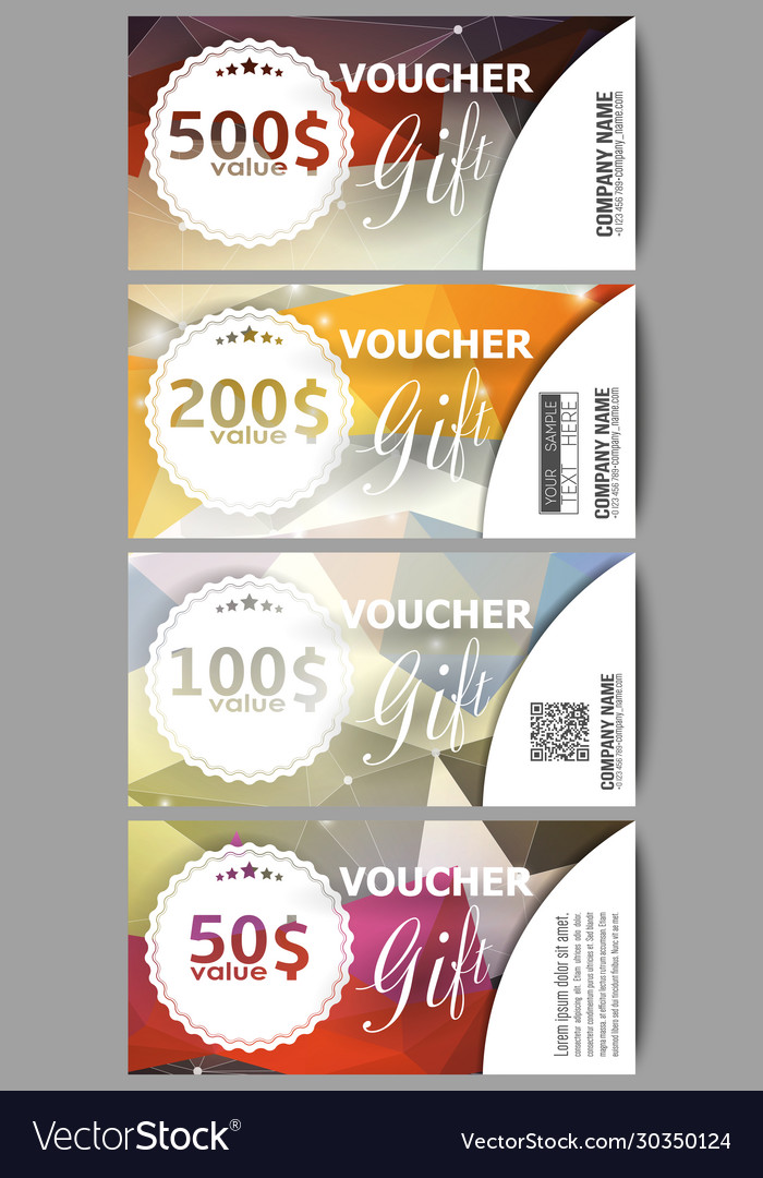 Set modern gift voucher templates colorful Vector Image