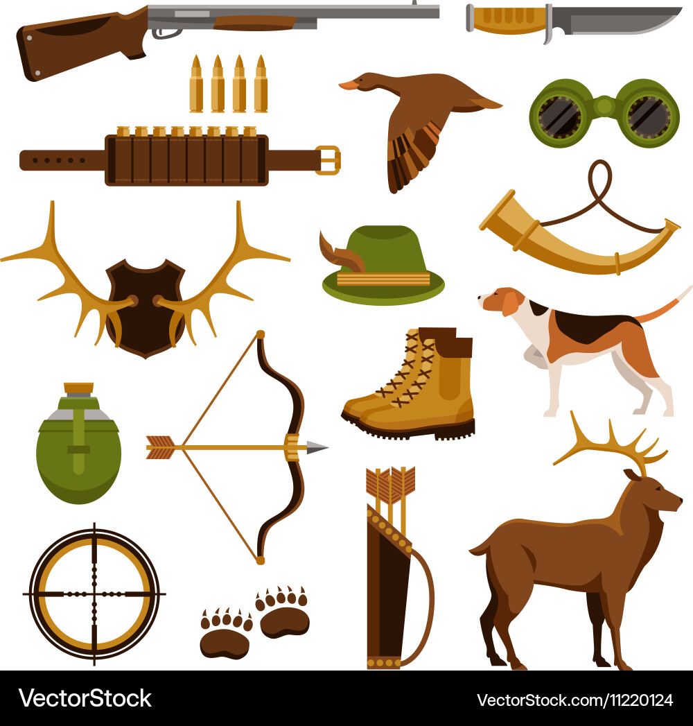Shooting and hunting set Royalty Free Vector Image