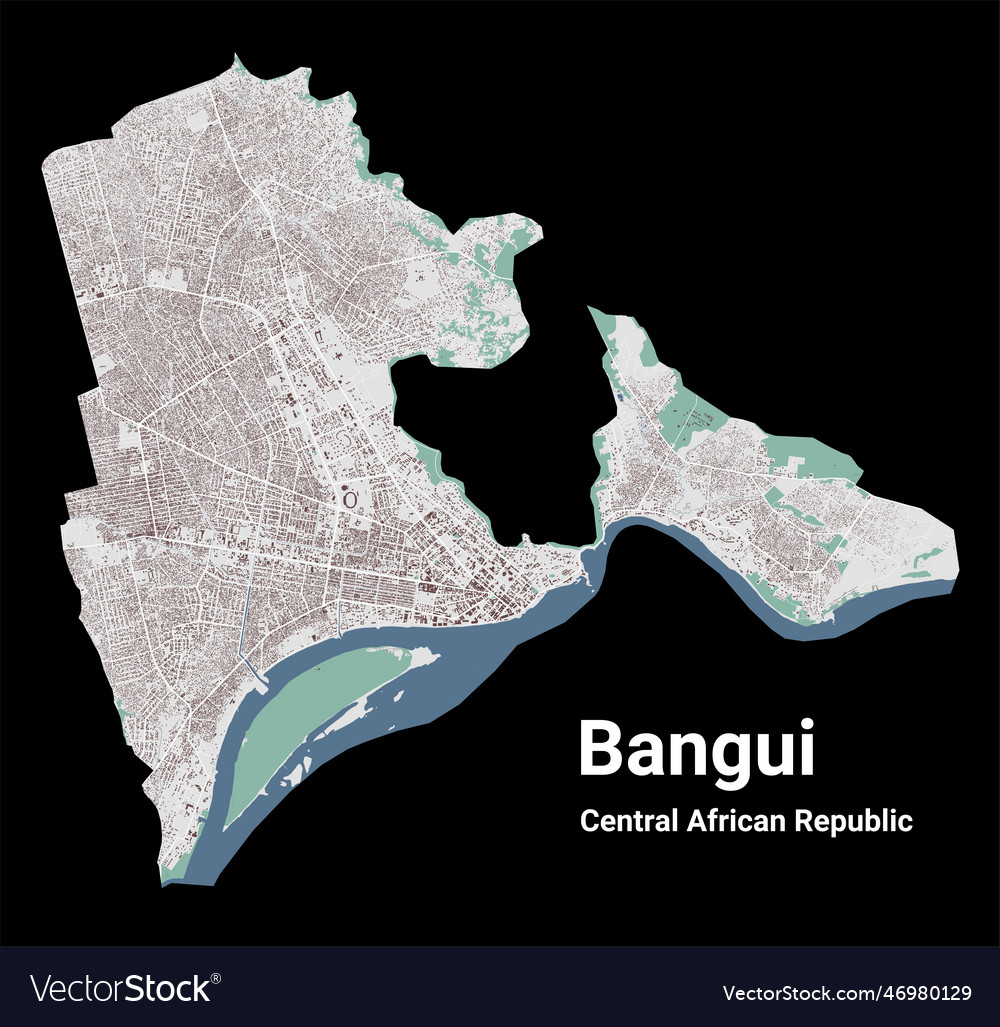 Bangui Central African Republic Map Detailed Vector Image