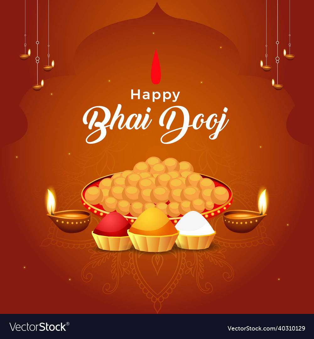 Banner design of happy bhai dooj Royalty Free Vector Image