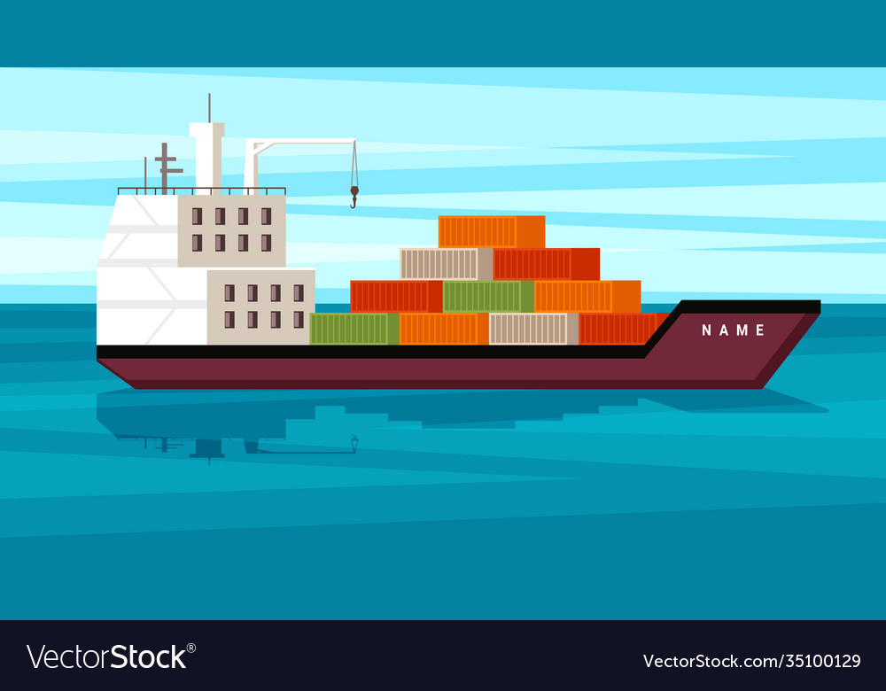 Cargo ship with containers large sea