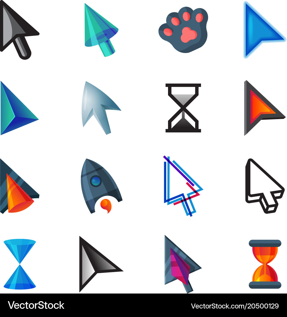 Cursor cursorial pointer icons mouse Royalty Free Vector