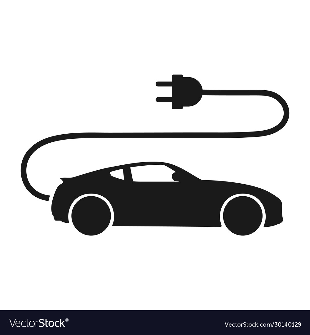 Electric car icon on white background